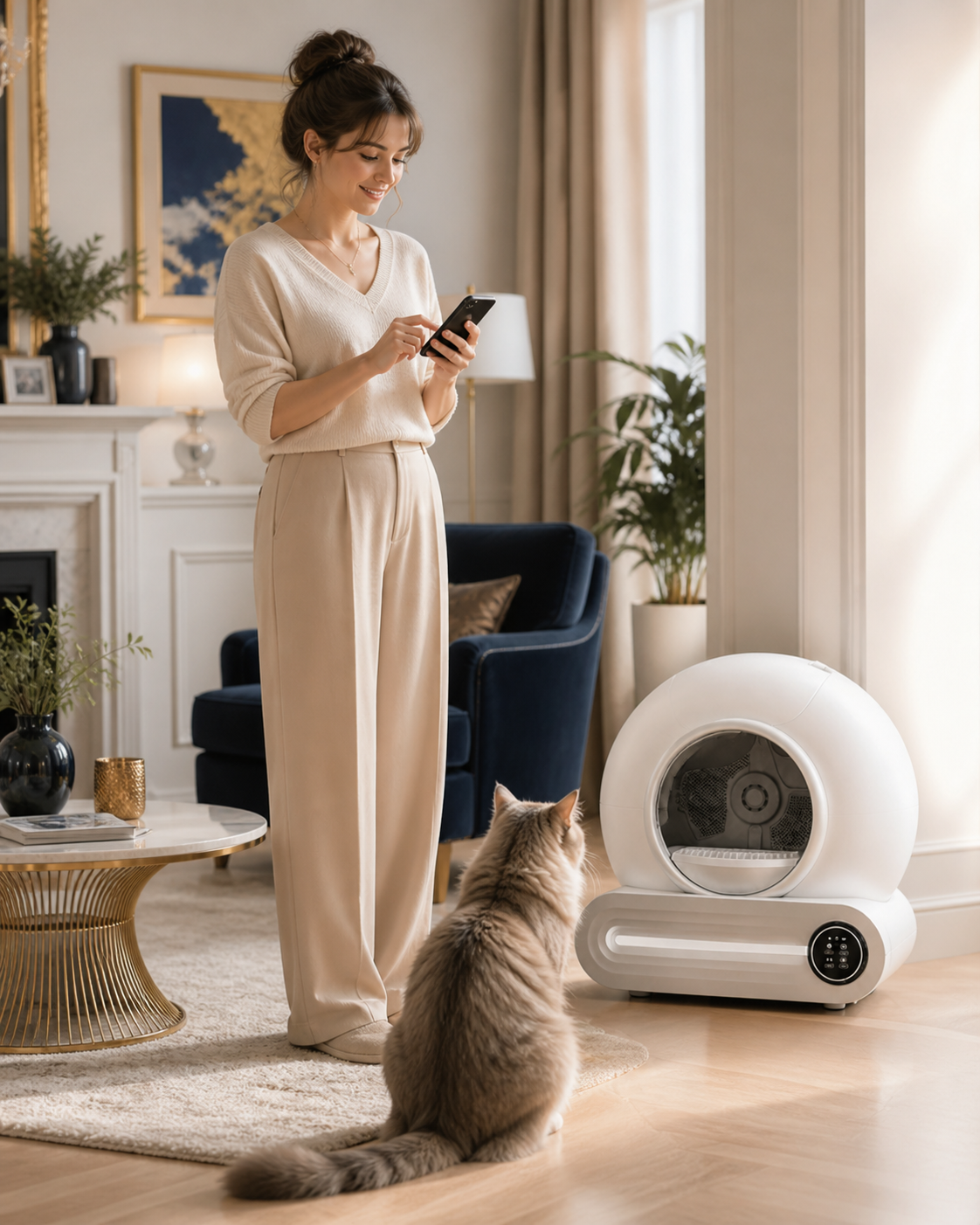 NOVACAT™ – La Litière Auto-Lavante Ultra-Silencieuse & 100% Sécurisée 65 L