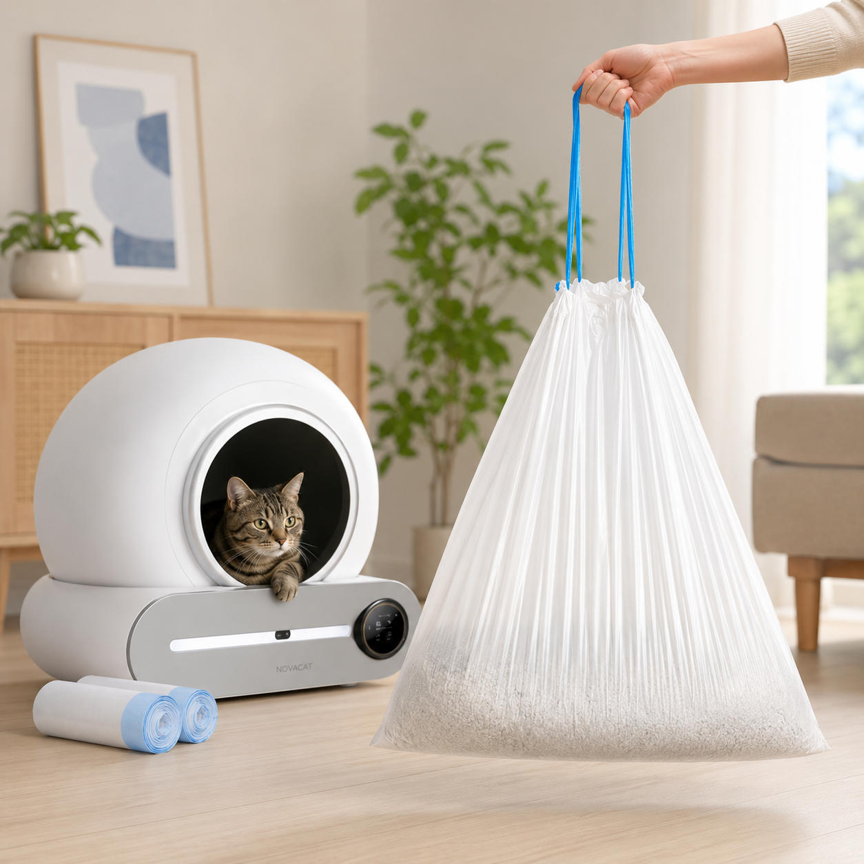 Sac de rechange Novacat - Lot de 4 rouleaux / 60 sacs