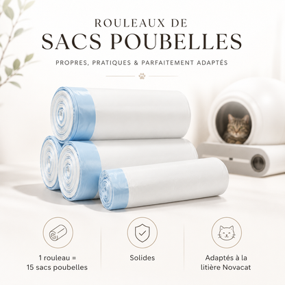 Sac de rechange Novacat - Lot de 4 rouleaux / 60 sacs